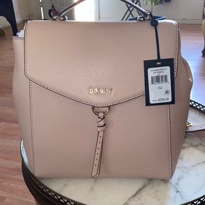 DKNY LOLA Backpack Shoulder Genuine Leather Blush.